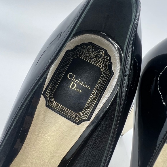 Christian Dior Black Peep Toe with Gold Hardware - Picture 7 of 10